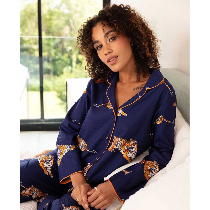 Cyberjammies Indigo Navy Tiger Print L/Slv Pyjama Top image number 2